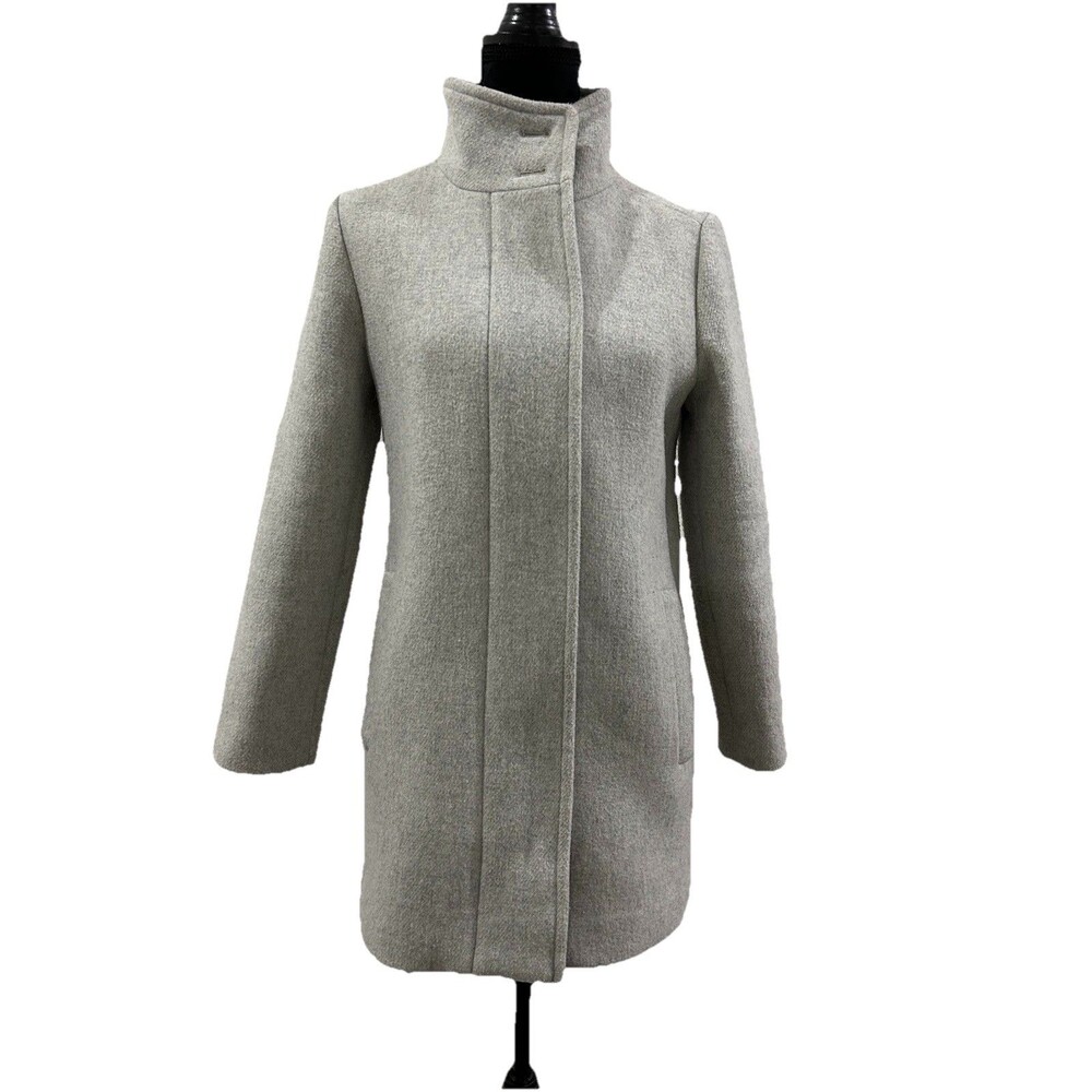 J. Crew Womens P4 Light Gray Winter Coat Wool Polyester Shell Polyester Lining